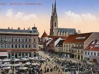 Trg bana Jelačića, oko 1912. godine, kolorirana razglednica